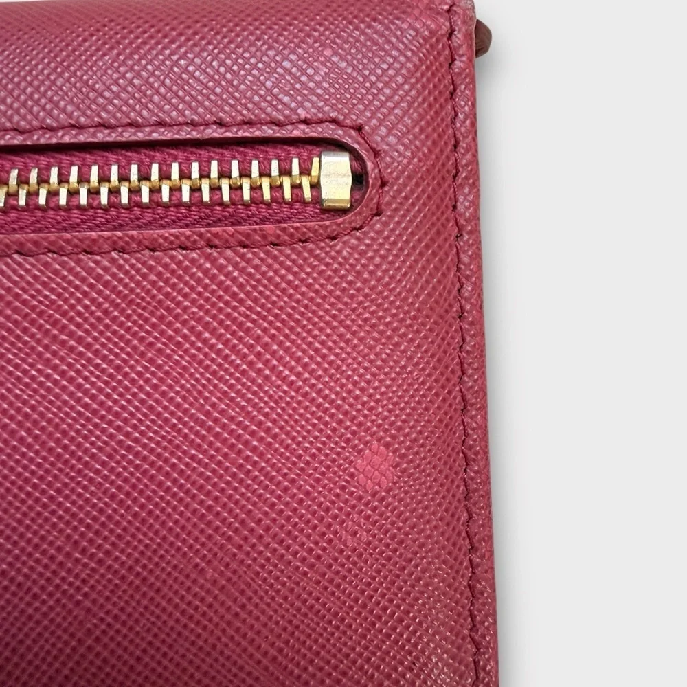 Prada Fuchsia Saffiano Leather Bow Continental Wallet